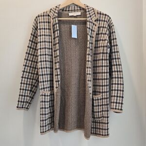 LOFT Brown & Black Petite Knit Cardigan